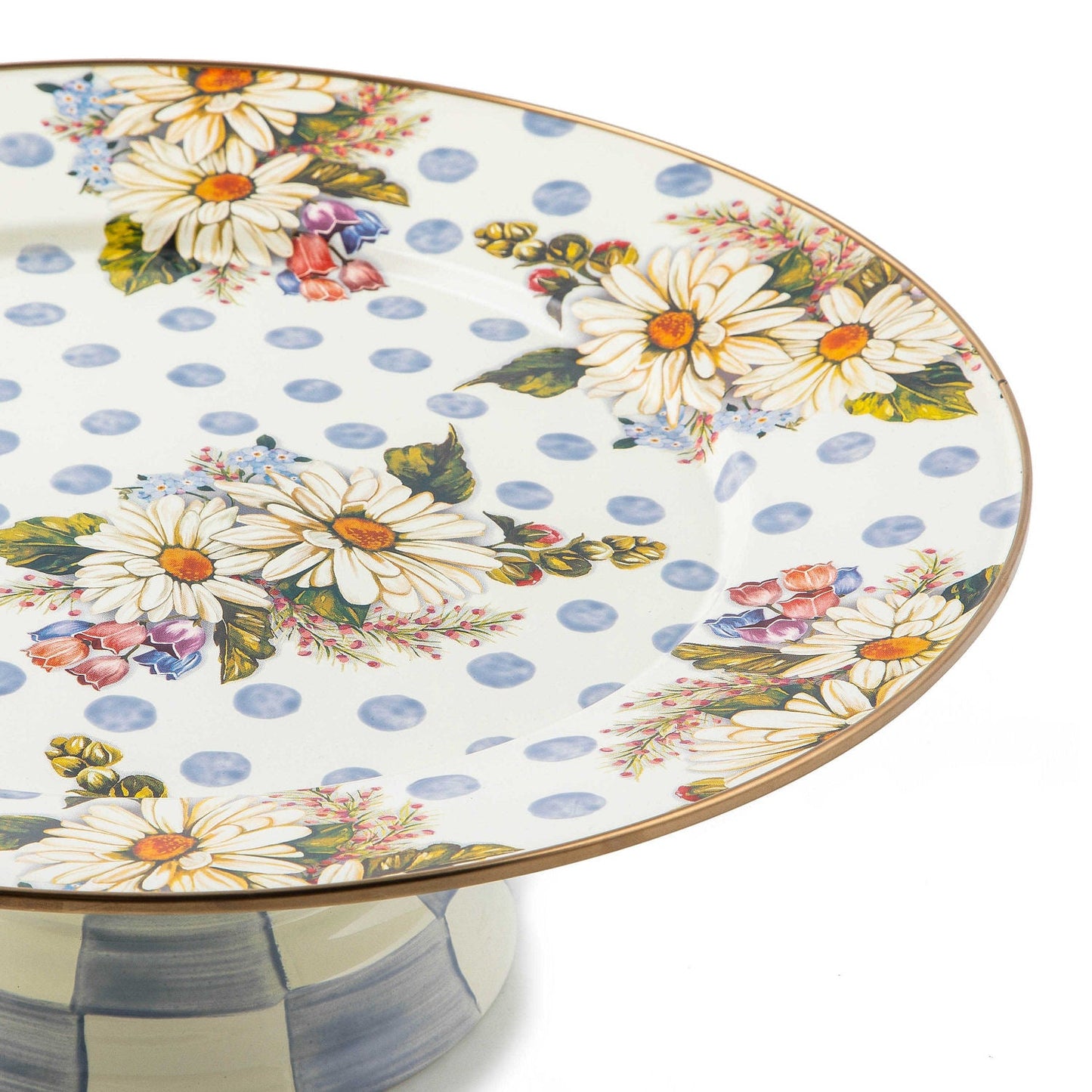 Wildflowers Blue Large Pedestal Platter - |VESIMI Design| Luxury Bathrooms and Home Decor