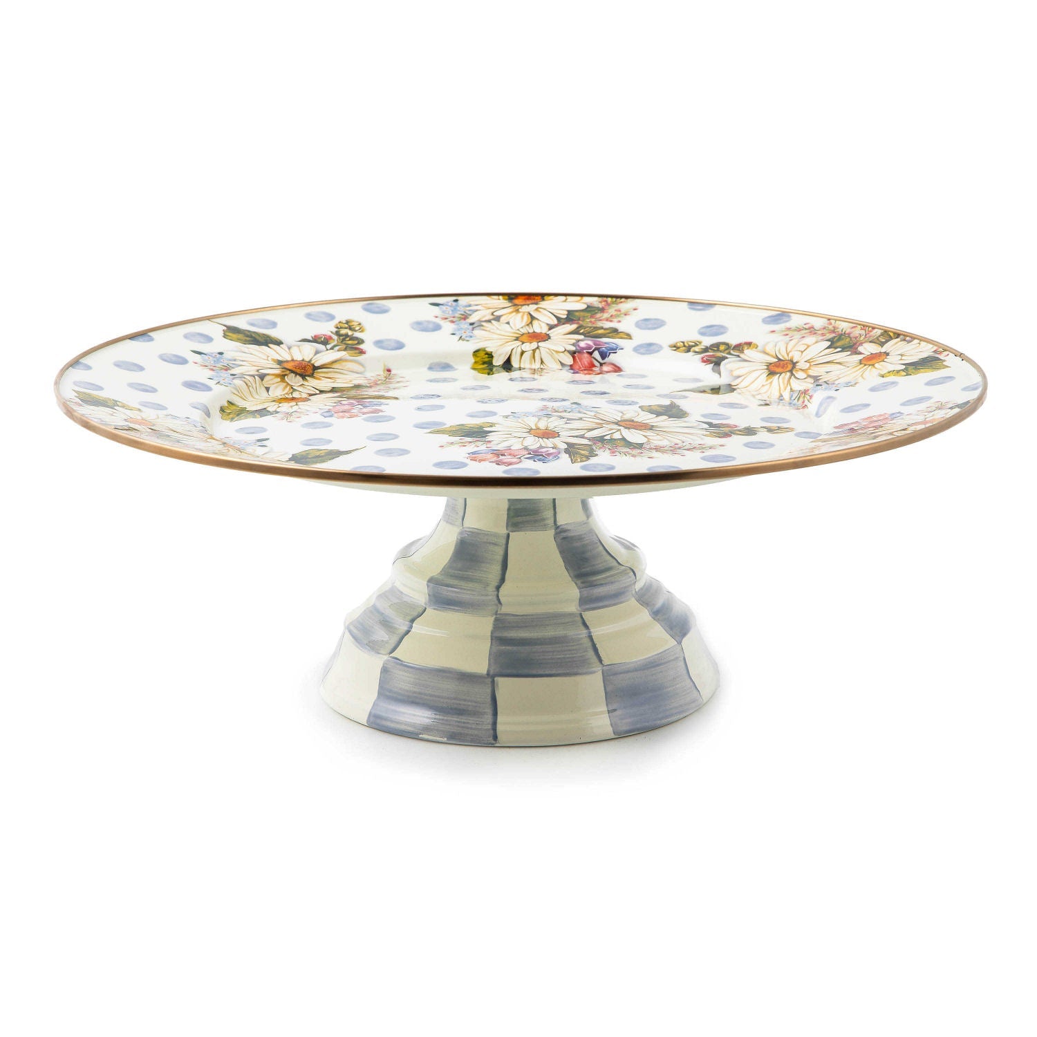 Wildflowers Blue Large Pedestal Platter - |VESIMI Design| Luxury Bathrooms and Home Decor