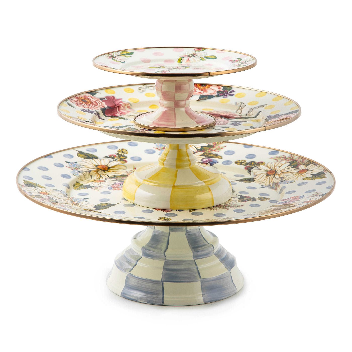 Wildflowers enamel small pedestal platter - yellow - |VESIMI Design| Luxury Bathrooms and Home Decor