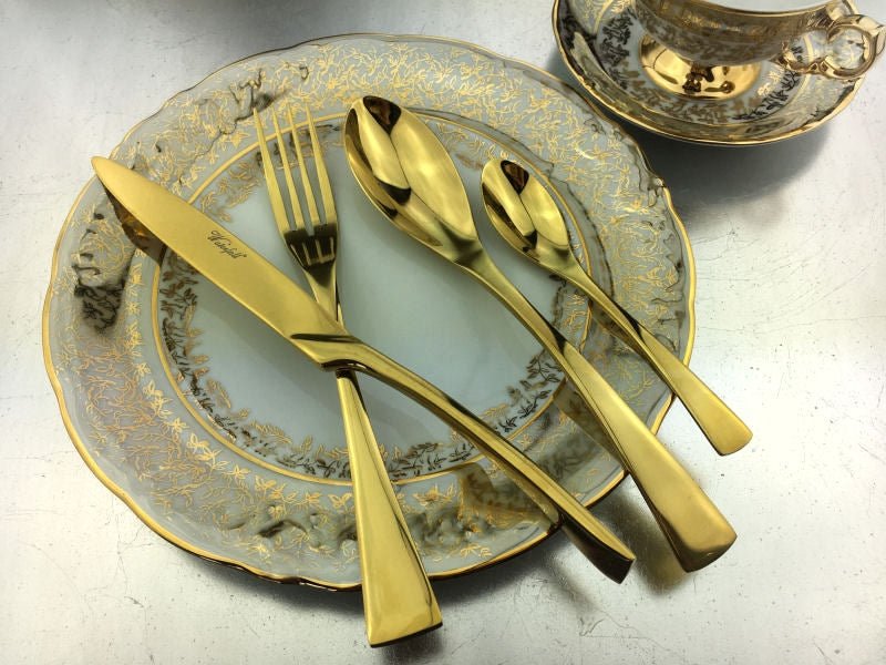 4 Sets of Luxury Gold Stainless Steel Design Cutlery - |VESIMI Design| Luxury and Rustic bathrooms online