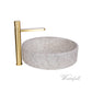 Natural Beige Skirted Concrete Sink with Satin Gold Faucet - |VESIMI Design| Luxury and Rustic bathrooms online