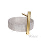 Natural Beige Skirted Concrete Sink with Satin Gold Faucet - |VESIMI Design| Luxury and Rustic bathrooms online