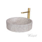 Natural Beige Skirted Concrete Sink with Satin Gold Faucet - |VESIMI Design| Luxury and Rustic bathrooms online