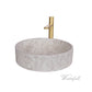 Natural Beige Skirted Concrete Sink with Satin Gold Faucet - |VESIMI Design| Luxury and Rustic bathrooms online