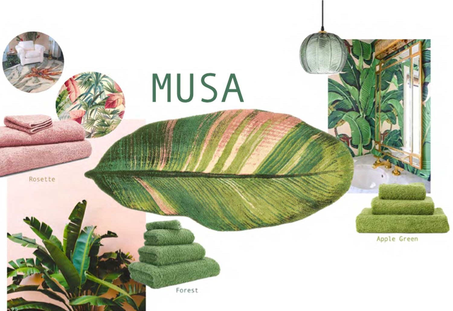 Abyss & Habidecor Musa Green Bath Rug - |VESIMI Design| Luxury and Rustic bathrooms online