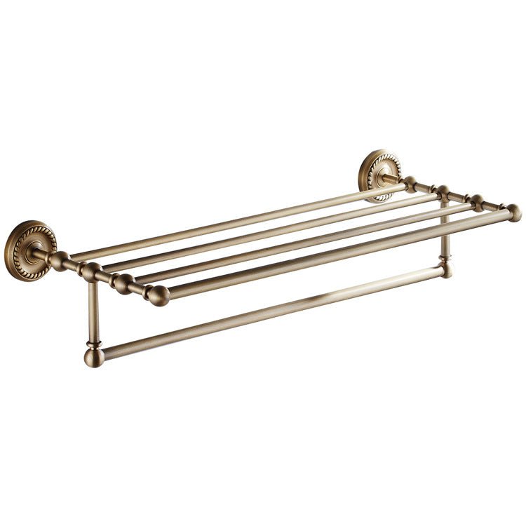 Antique Brass Bathroom Accessories - Large Towel Rack Holder Provence II. - |VESIMI Design| Luxury and Rustic bathrooms online
