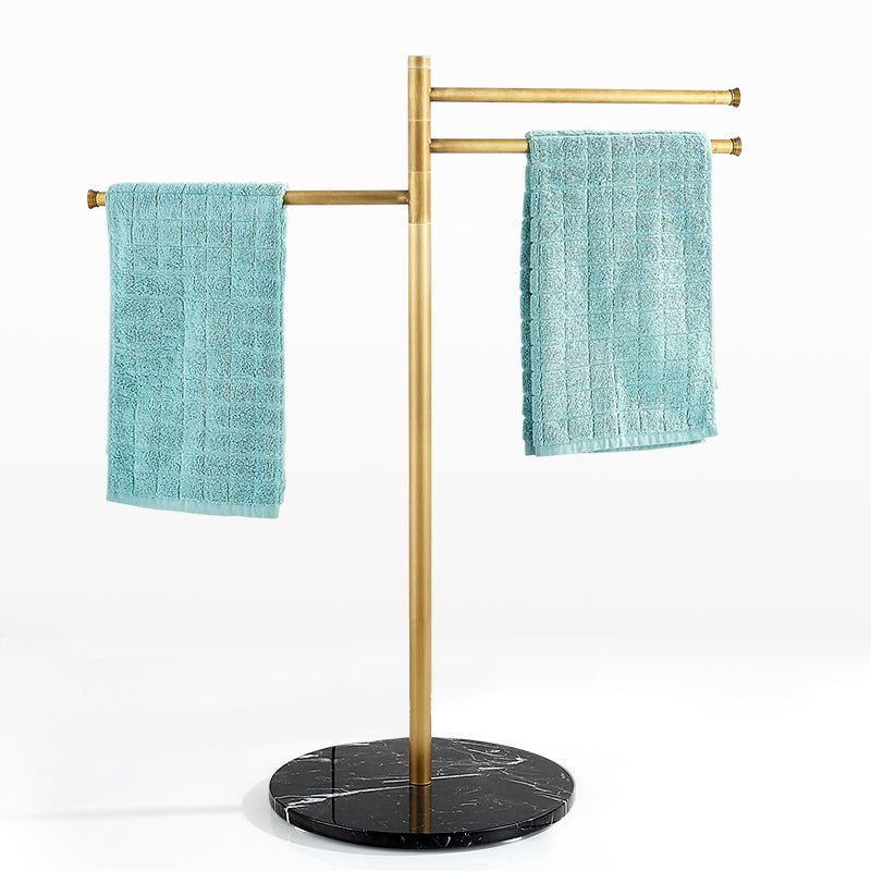 Antique Brass Marble Standing Towel Holder - |VESIMI Design| Luxury and Rustic bathrooms online