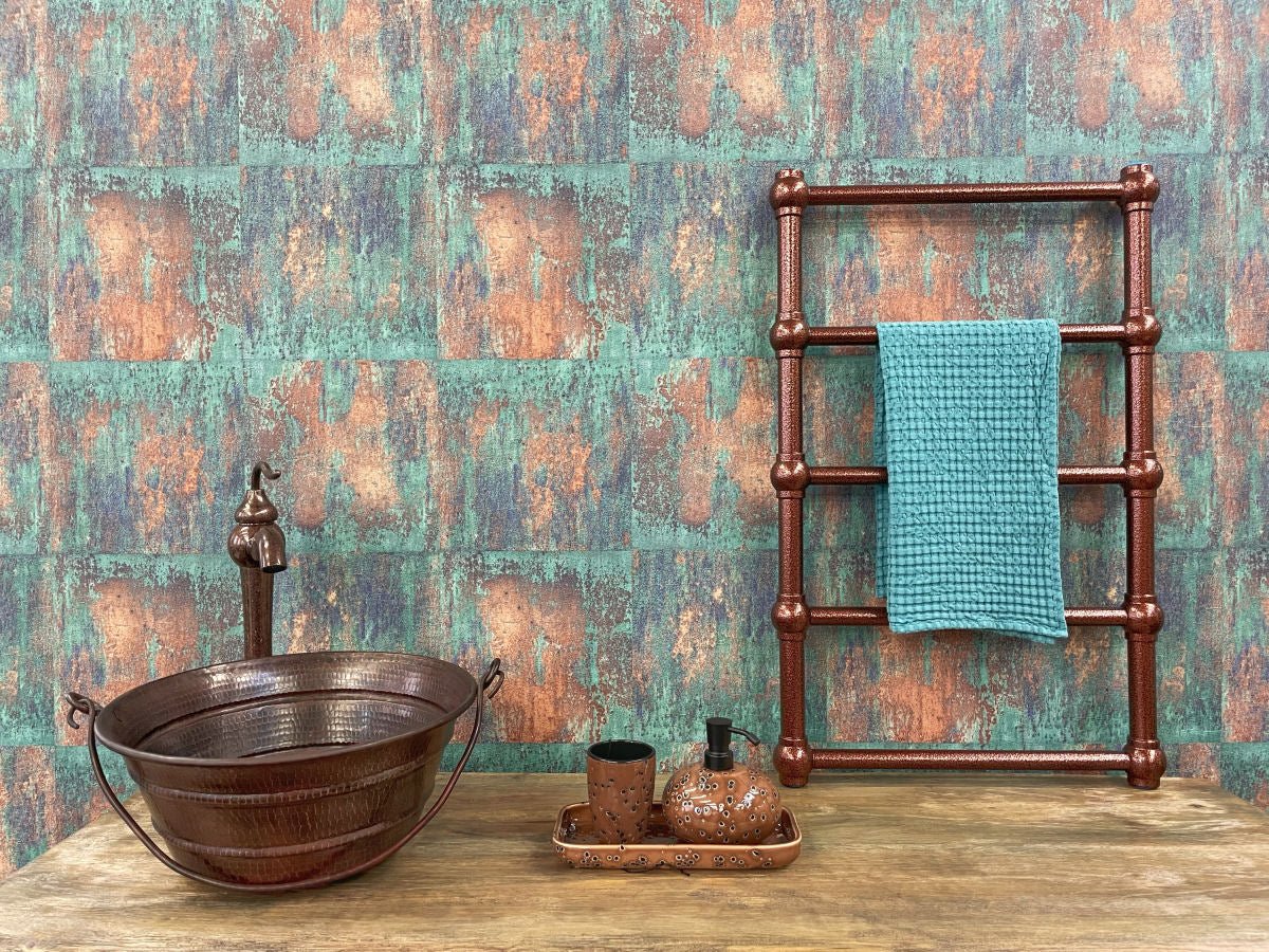 Antique Marble Bathroom Wall-Mounted Copper shower - |VESIMI Design| Luxury and Rustic bathrooms online