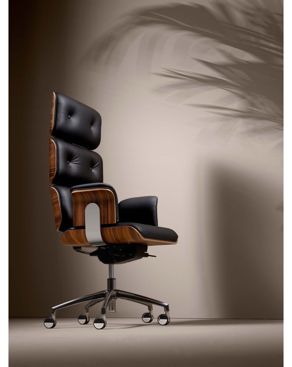 Armadillo Chrome-Black Luxury Office Chair with High Back / Genuine Italian Leather - |VESIMI Design| Luxury and Rustic bathrooms online