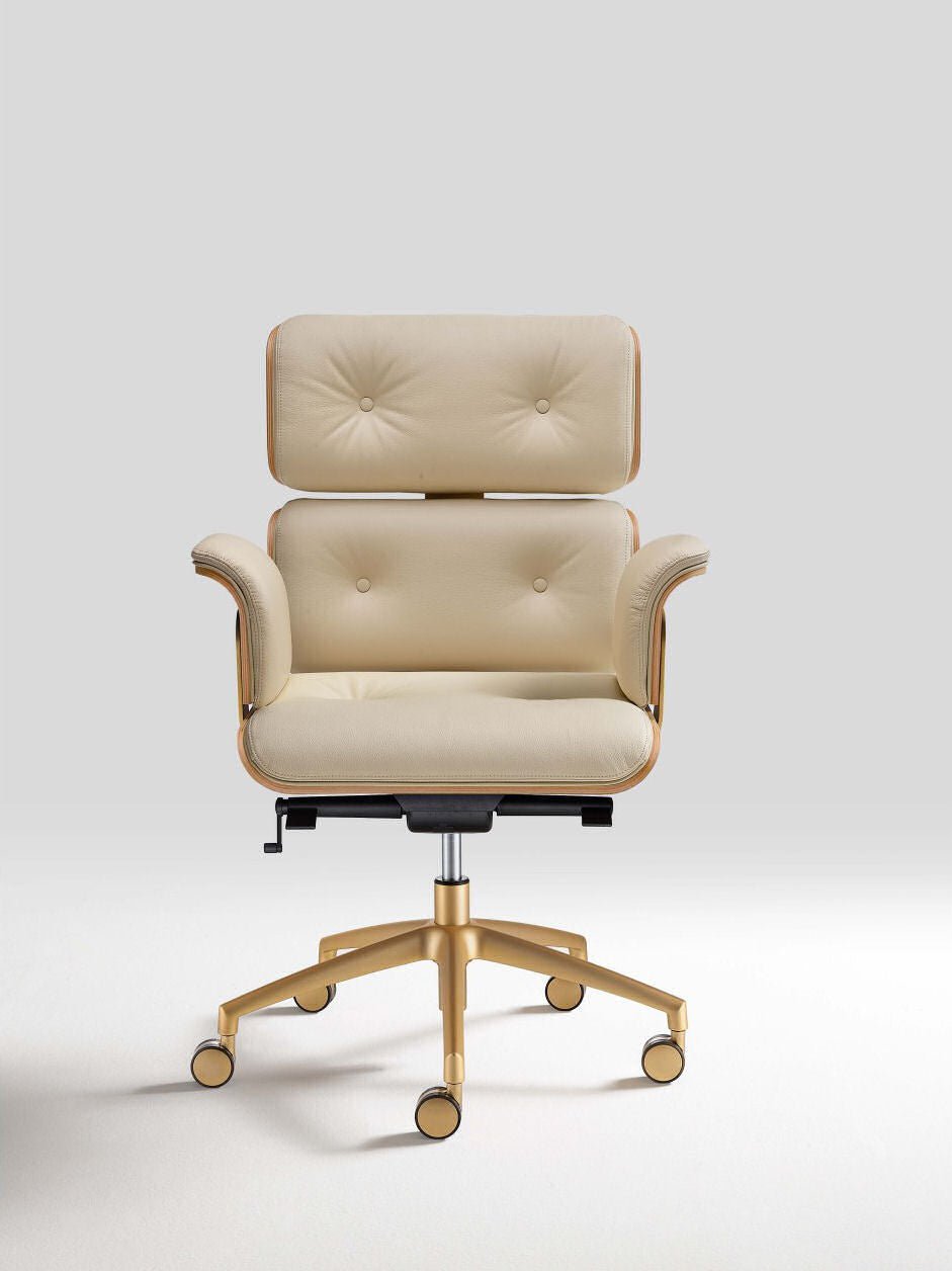 Armadillo Luxury Office Chair Matt Gold 24 Carats Plated / Genuine Italian Leather - |VESIMI Design| Luxury and Rustic bathrooms online