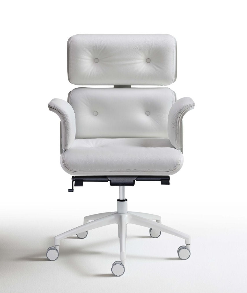 Armadillo Luxury White Matt Office Armchair / Genuine Italian Leather - |VESIMI Design| Luxury and Rustic bathrooms online