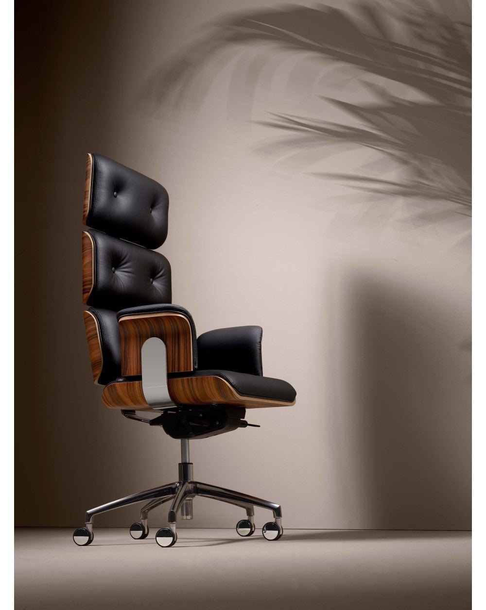 Armadillo Matt Black Luxury Office Chair with High Back / Genuine Italian Leather - |VESIMI Design|