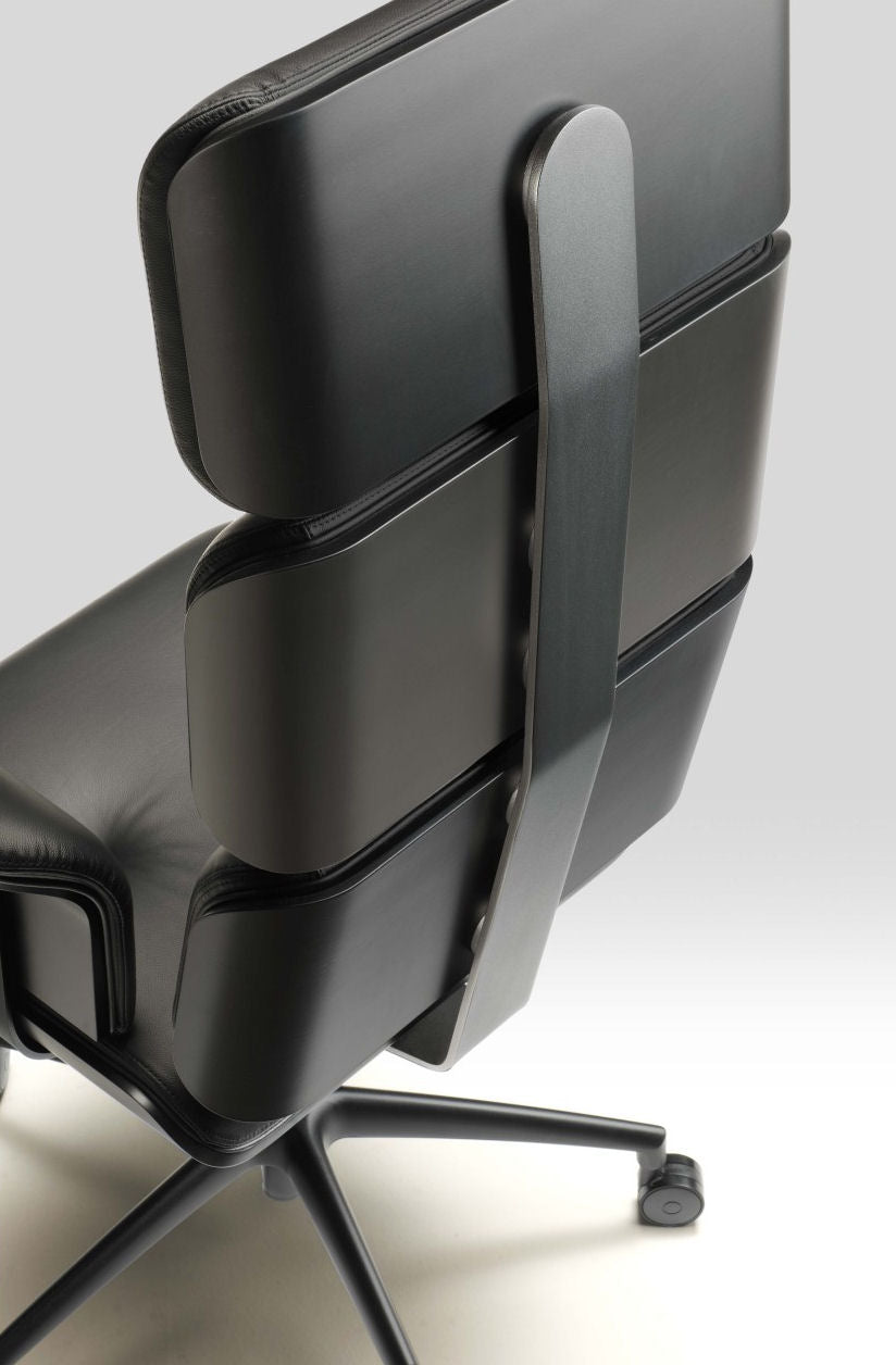 Armadillo Matt Black Luxury Office Chair with High Back / Genuine Italian Leather - |VESIMI Design|