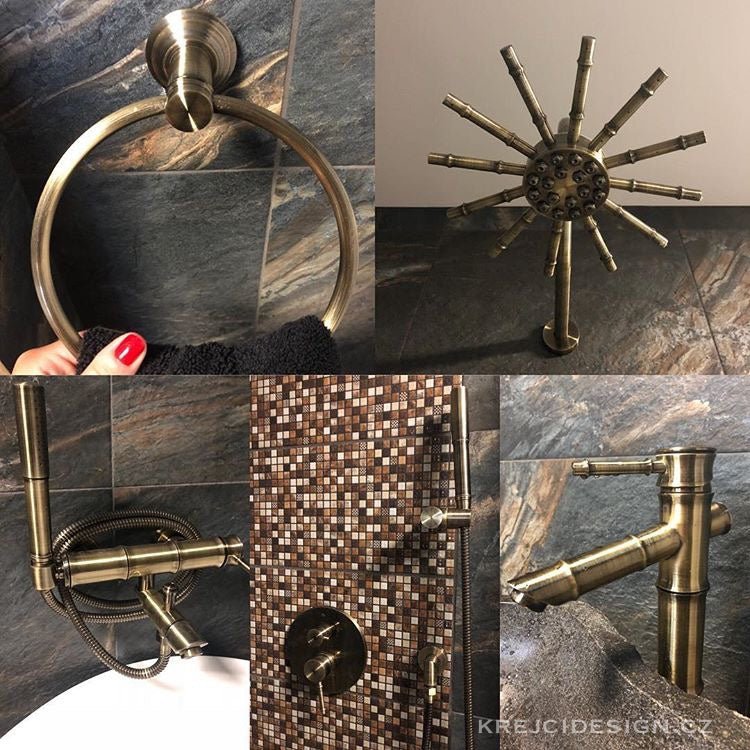 Bamboo Bronze Bathroom Accessories Toilet Paper Holder - |VESIMI Design| Luxury and Rustic bathrooms online