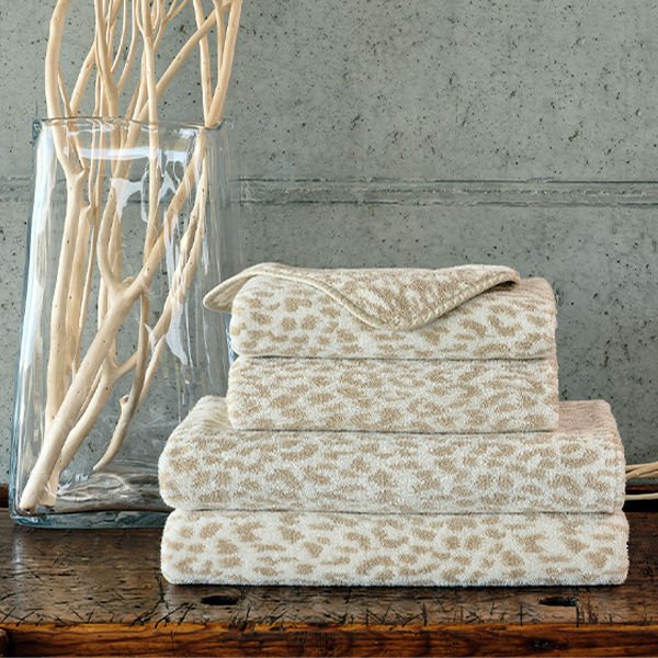 Beige Animal Print Zimba Towels by Abyss & Habidecor / Linen - |VESIMI Design| Luxury and Rustic bathrooms online