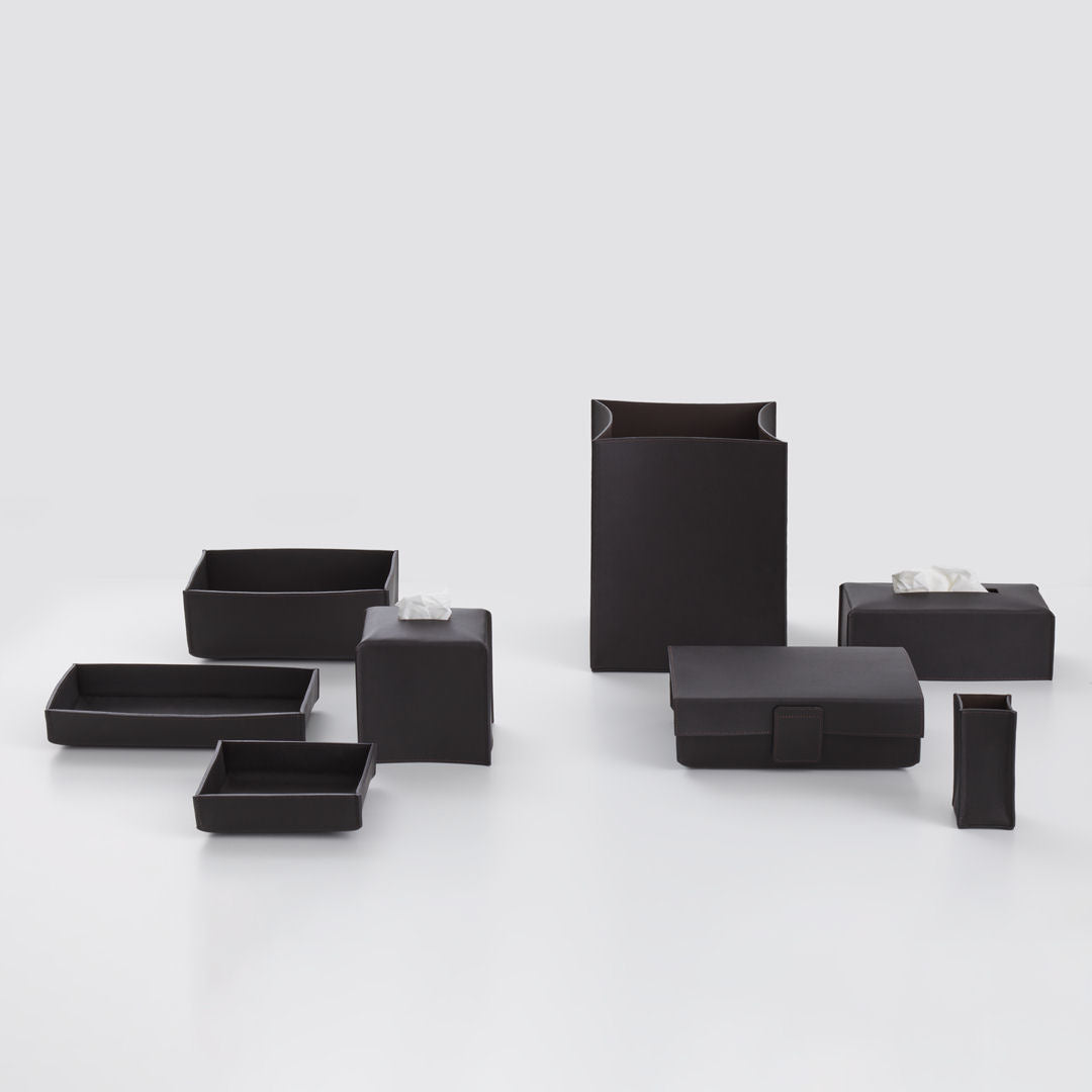 Black-Brown Nappa Leather Multi-Purpuse Box by Decor Wather - |VESIMI Design|