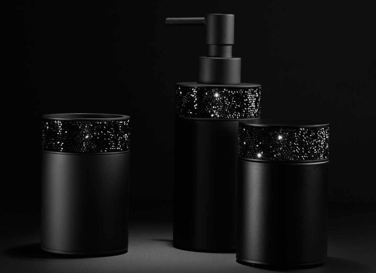 Black Matt Design Cosmetic Mirror with Swarowski® Crystals - |VESIMI Design|