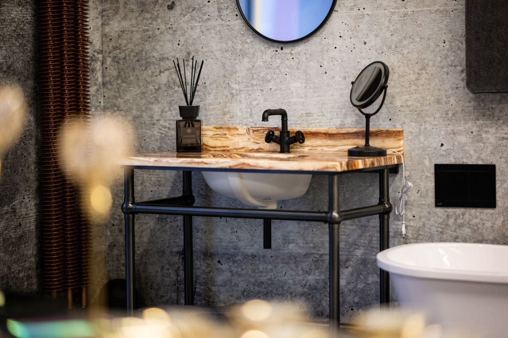 Black Matte Industrial Water Pipes Design Shower Set - |VESIMI Design| Luxury and Rustic bathrooms online