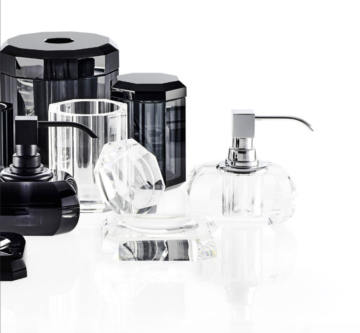 Black Rectangular Crystal Glass Comb Tray by Decor Walther - |VESIMI Design| Luxury Bathrooms & Deco