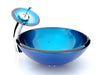 Blue Leaf Round Glass Vessel Sink Combo Waterfall Faucet Set - |VESIMI Design| Luxury Bathrooms & Deco