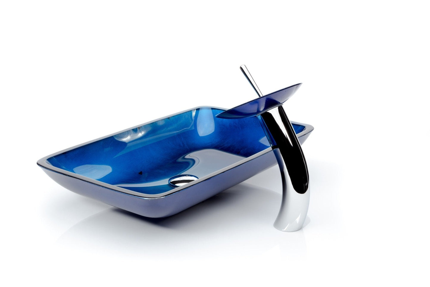 Blue Rectangle Waterfall® Faucet Bathroom Sink Combo - |VESIMI Design| Luxury Bathrooms & Deco