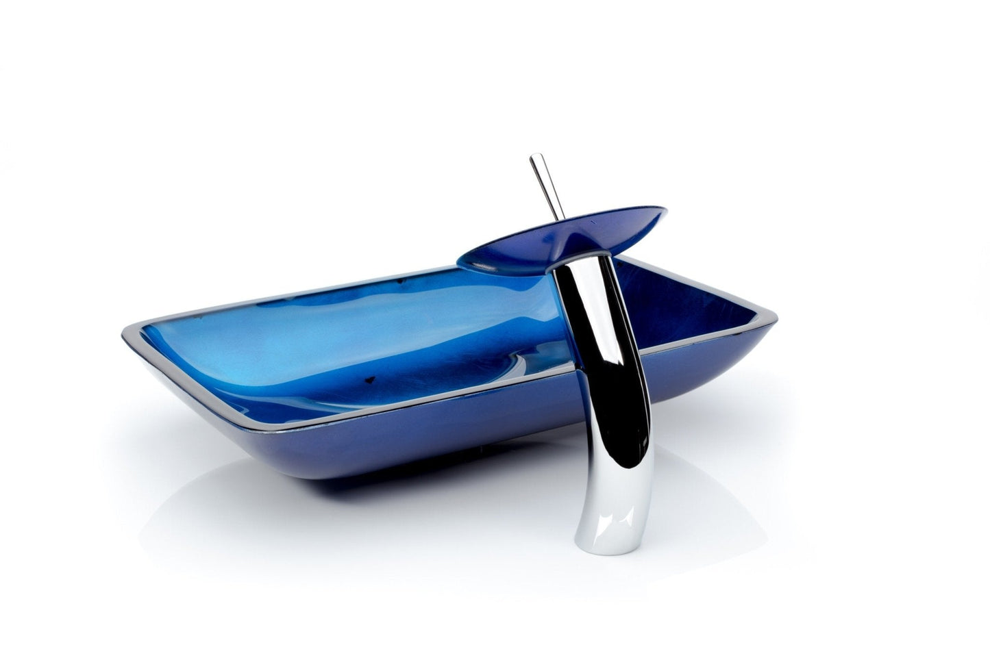 Blue Rectangle Waterfall® Faucet Bathroom Sink Combo - |VESIMI Design| Luxury Bathrooms & Deco