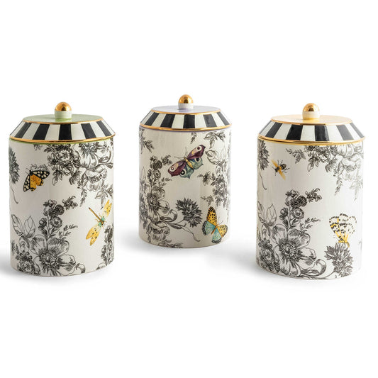 Butterfly Toile Canisters, Set of 3 by Mackenzie-Childs - |VESIMI Design|