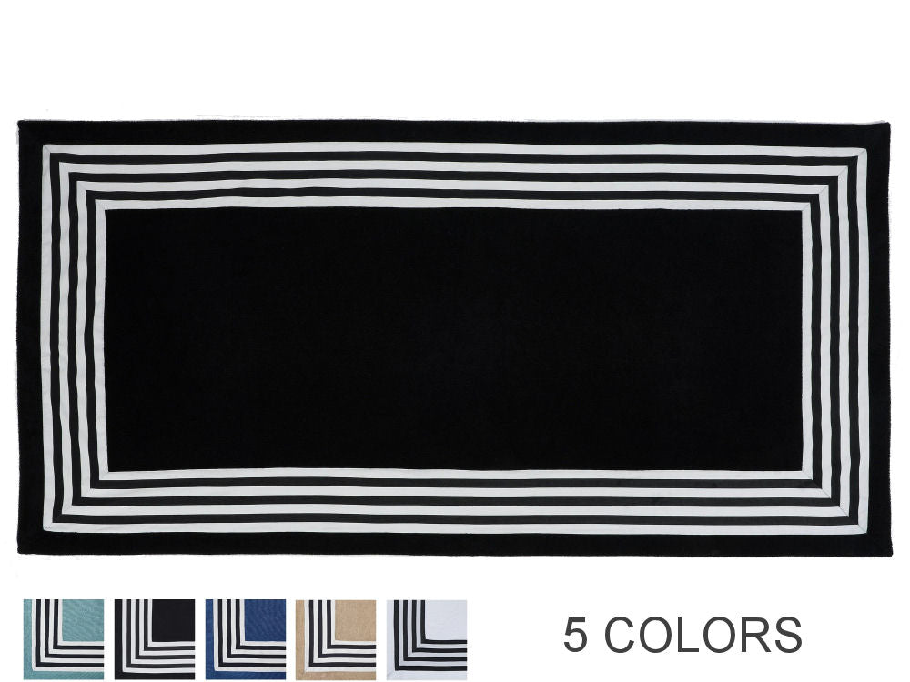 CANNES Luxury Black and White Egyptian Cotton Beach Towel - |VESIMI Design| Luxury and Rustic bathrooms online