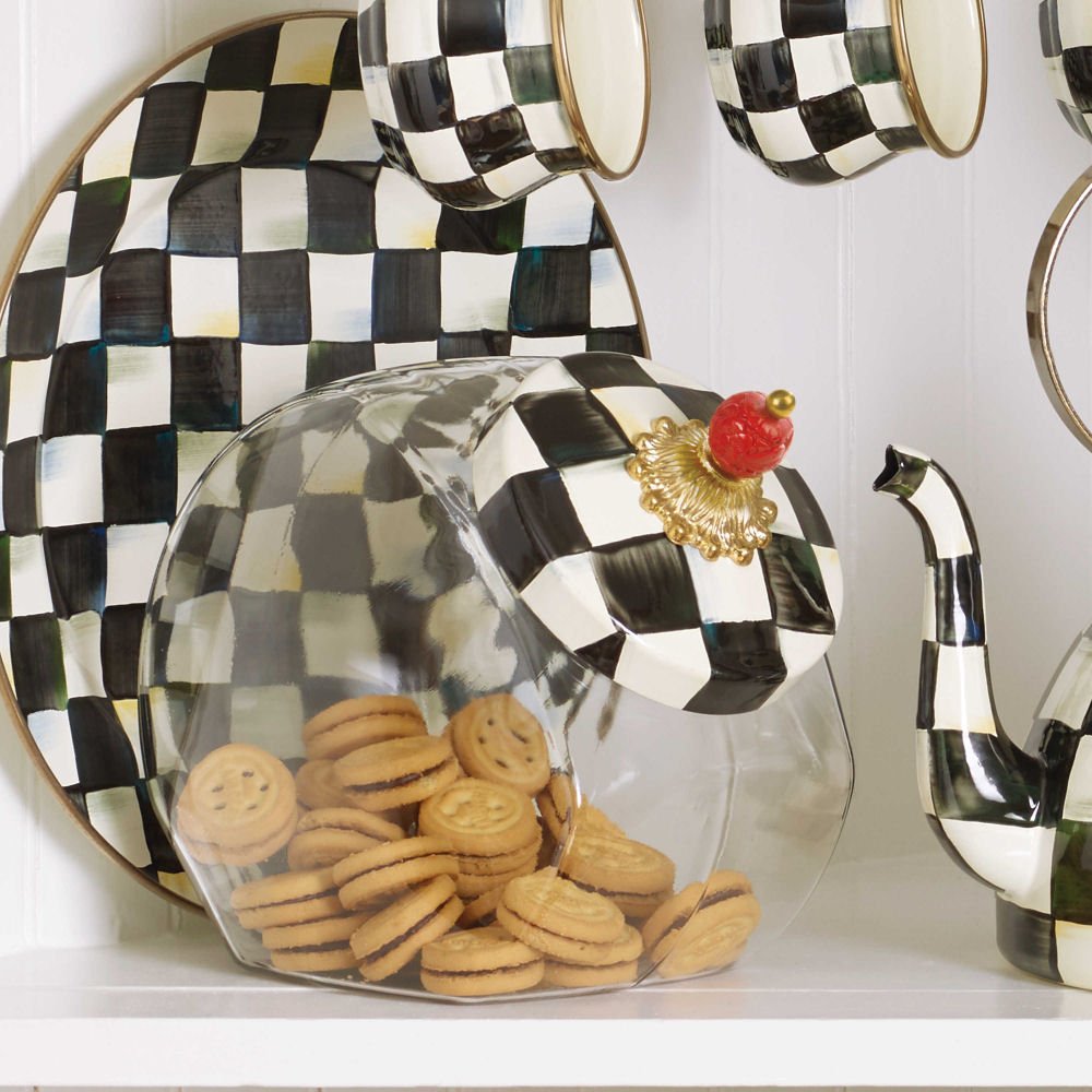 Cookie Jar with Courtly Check Enamel Lid - |VESIMI Design|