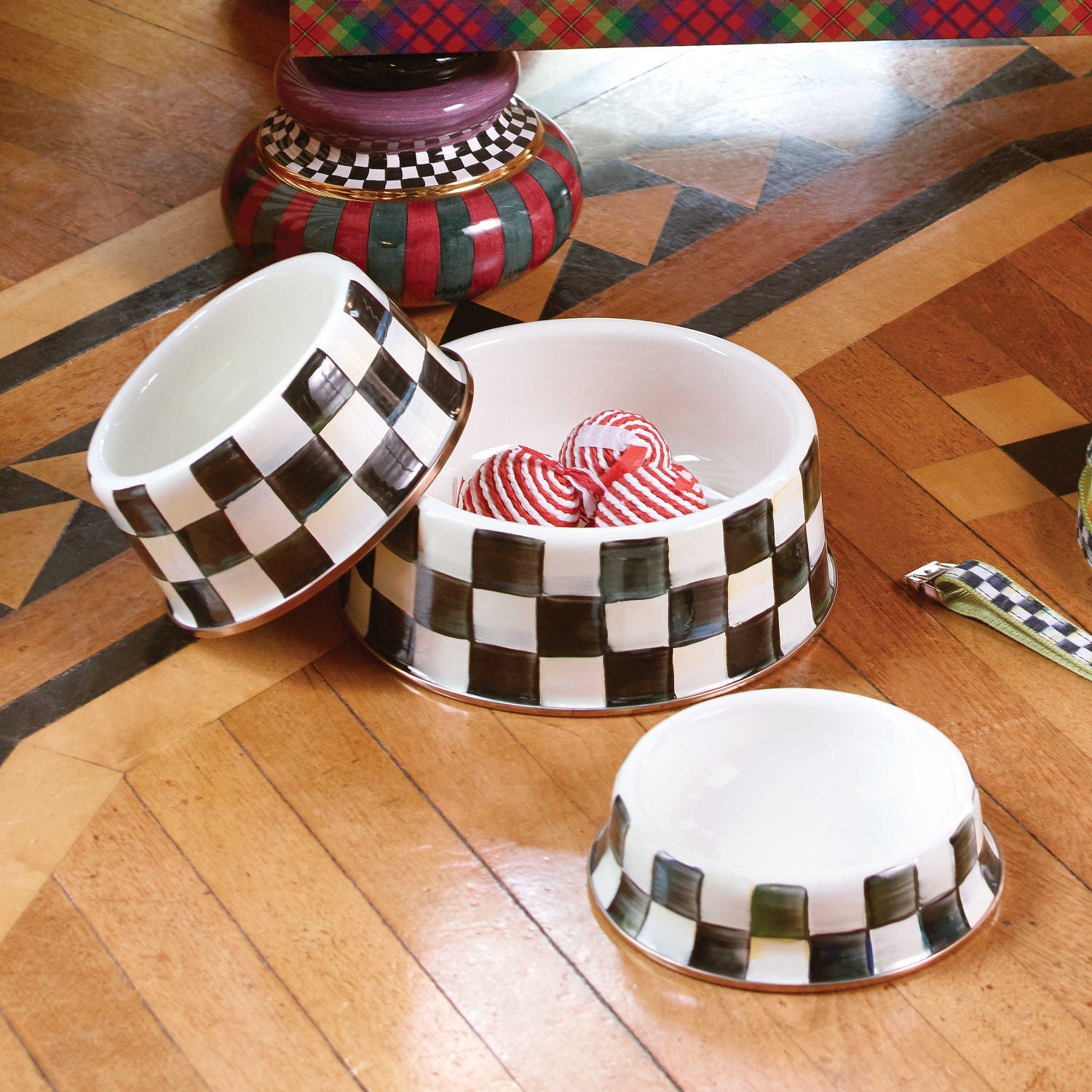 Courtly Check Cat Dish by Mackenzie-Childs - |VESIMI Design|