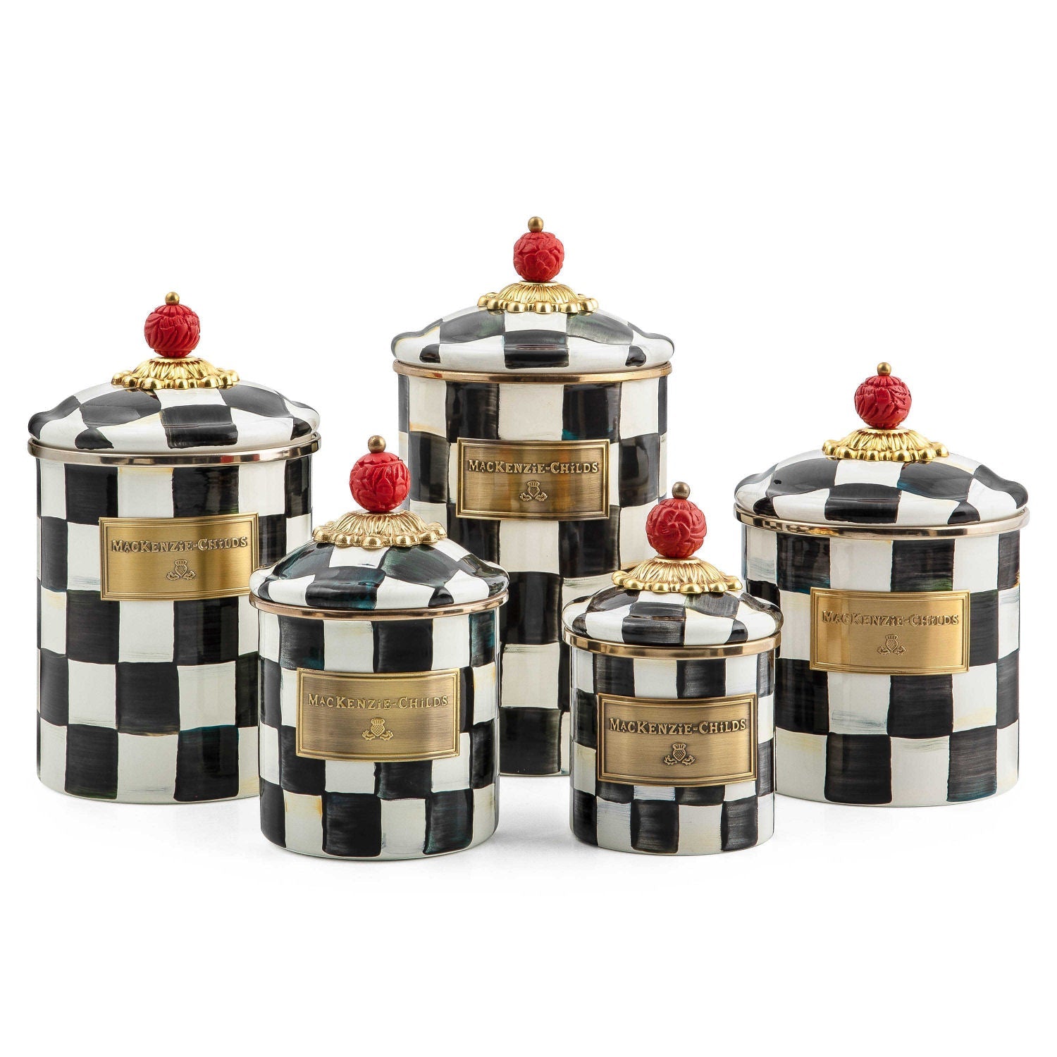 Courtly Check Enamel Canister Small by Mackenzie Childs - |VESIMI Design|