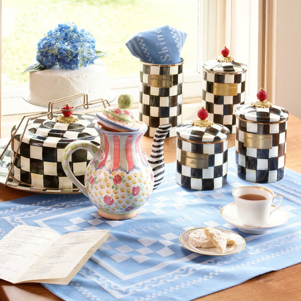 Courtly Check Enamel Canisters - Set of 3 - |VESIMI Design|