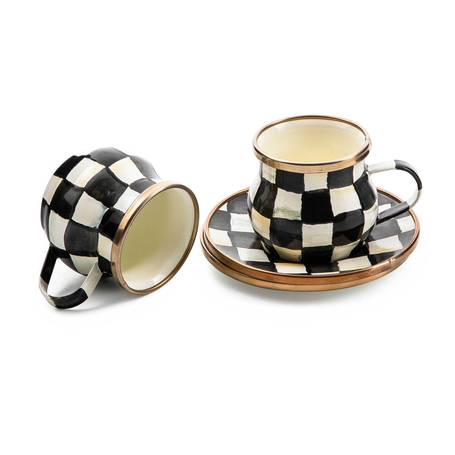 Courtly Check Enamel Espresso Cup & Saucer Set - |VESIMI Design|