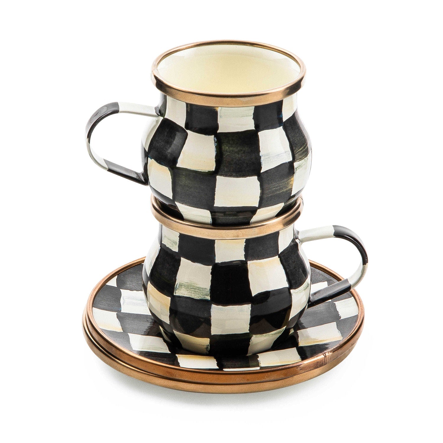 Courtly Check Enamel Espresso Cup & Saucer Set - |VESIMI Design|