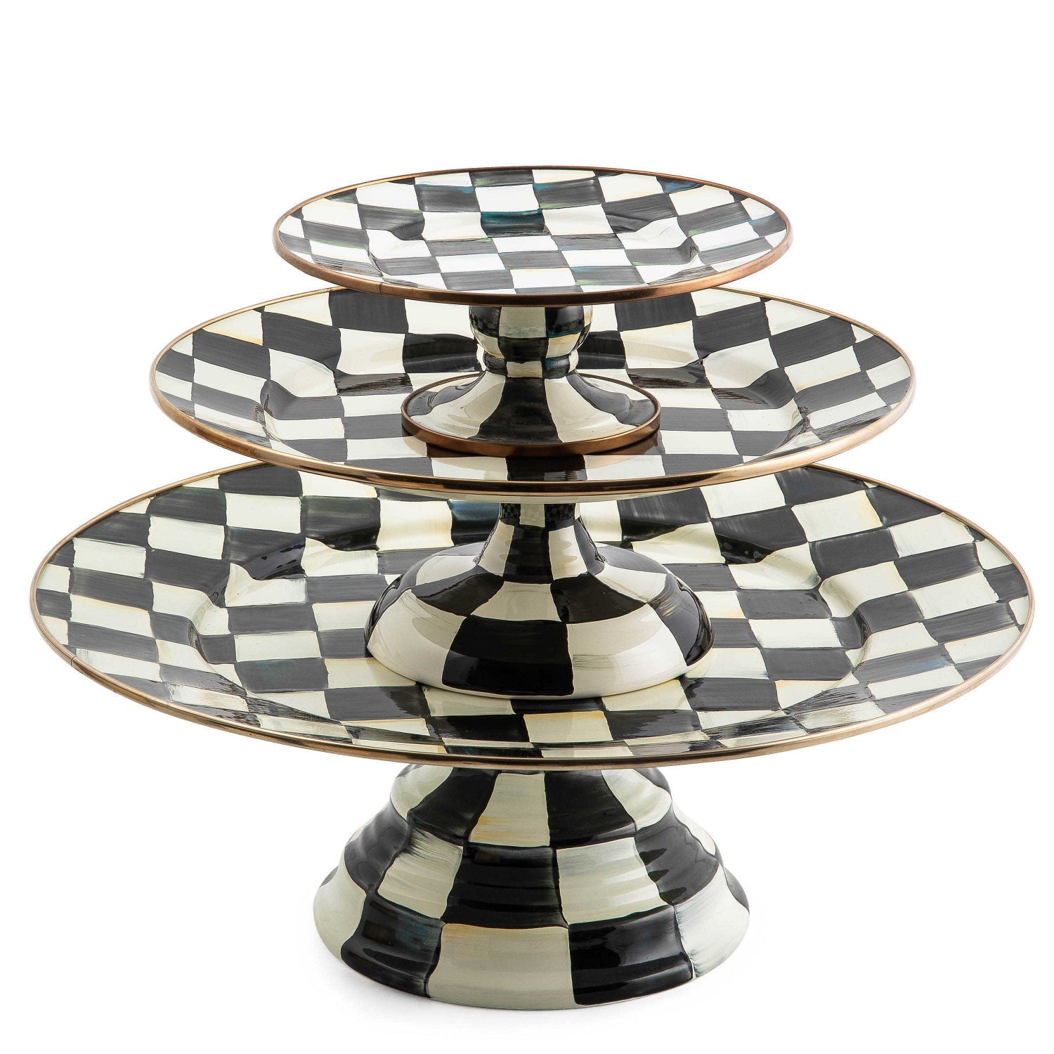 Courtly Check Enamel Pedestal Platter - Small - |VESIMI Design|