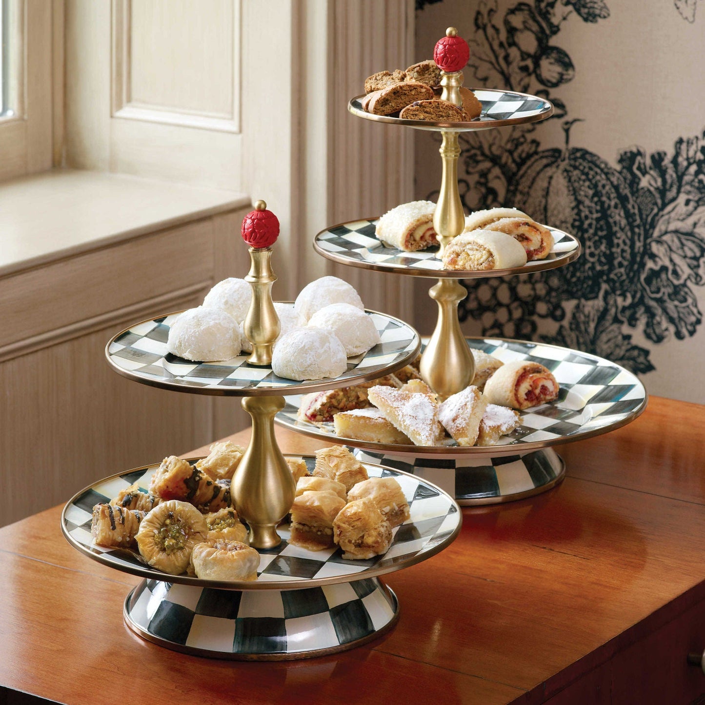 Courtly Check Enamel Three Tier Sweet Stand - |VESIMI Design|