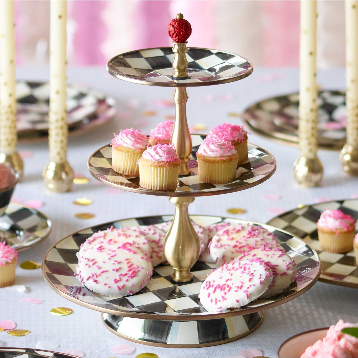 Courtly Check Enamel Three Tier Sweet Stand - |VESIMI Design|