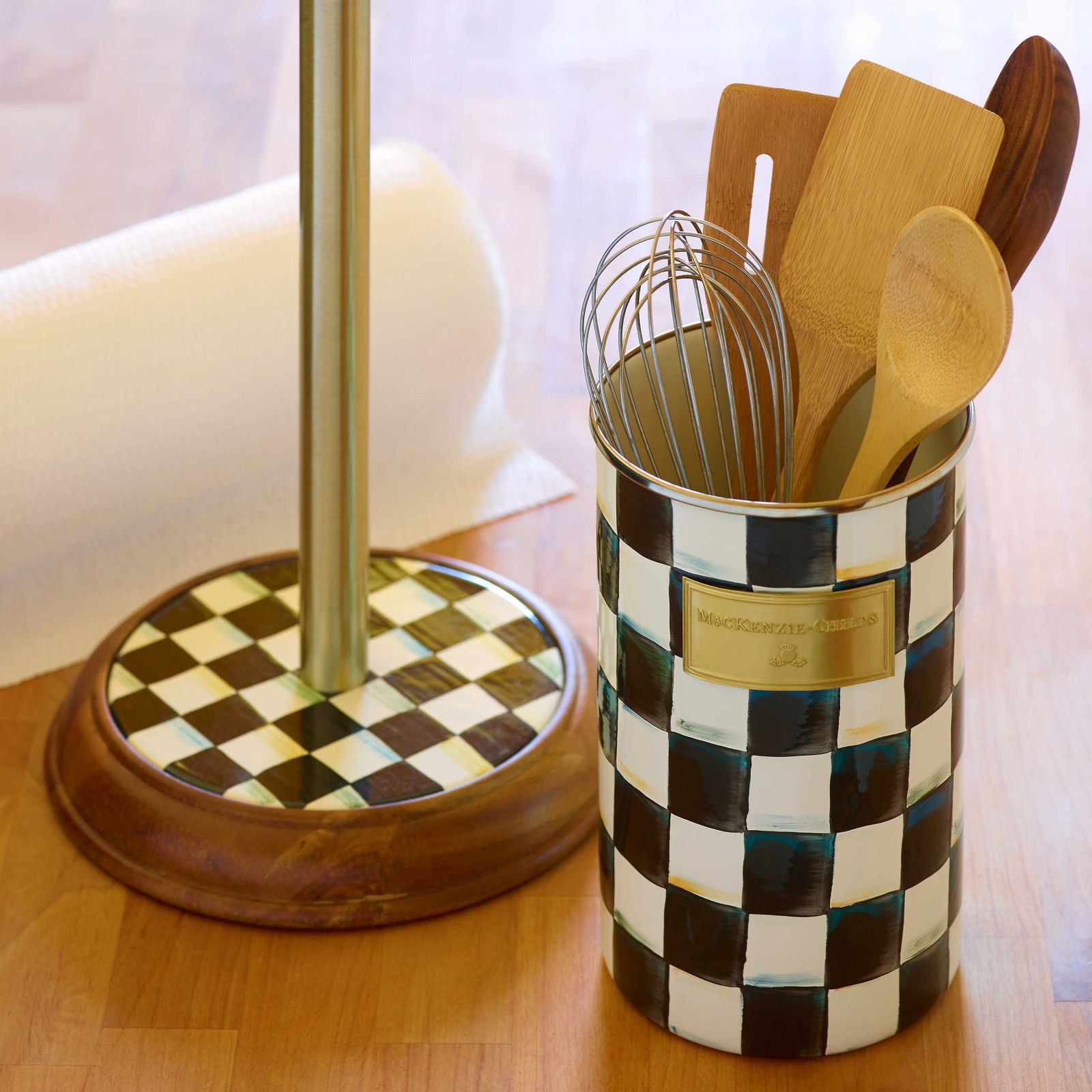 Courtly Check Enamel Utensil Holder by Mackenzie-Childs - |VESIMI Design| Luxury and Rustic bathrooms online