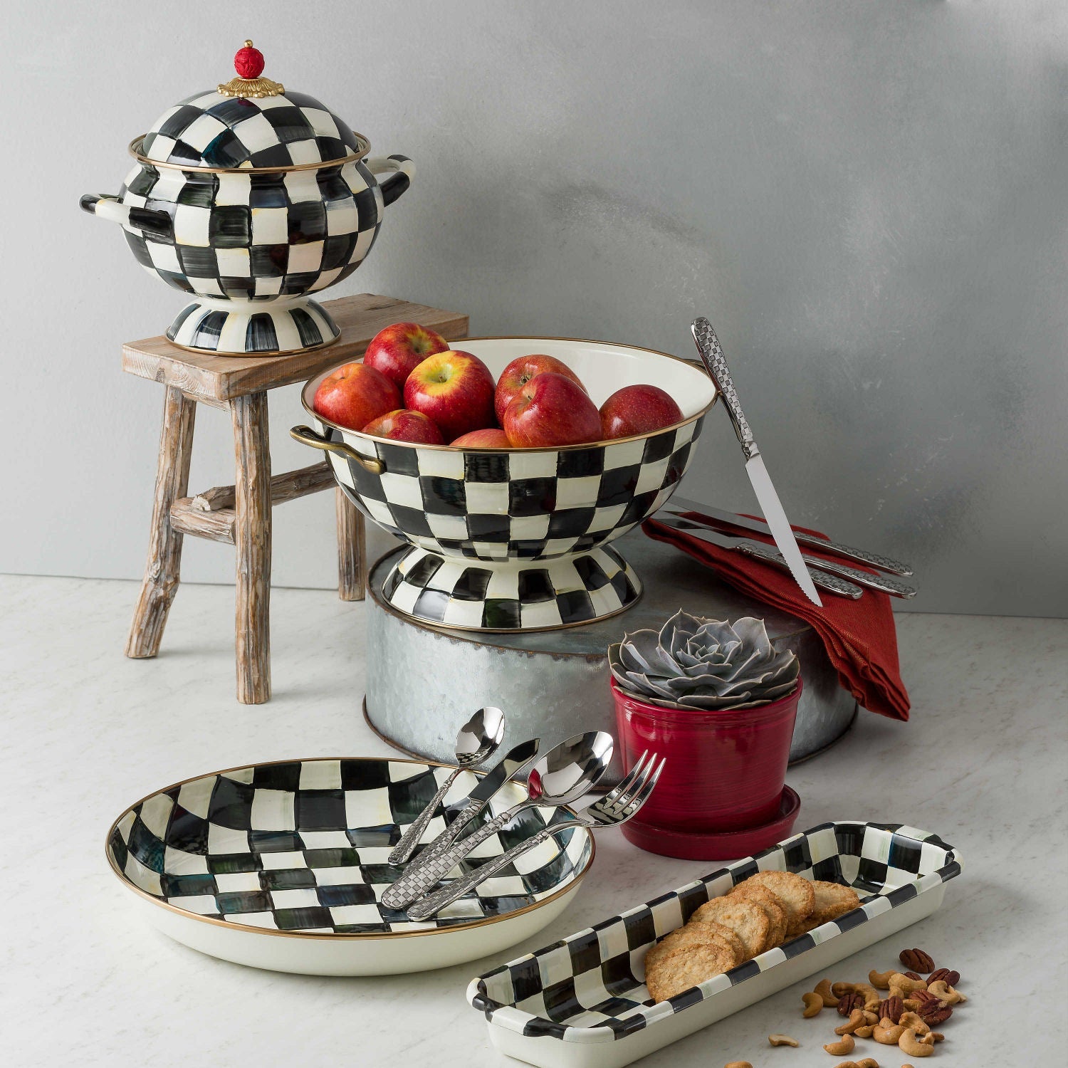 Courtly Check Everything Bowl Large by Mackenzie Childs - |VESIMI Design|