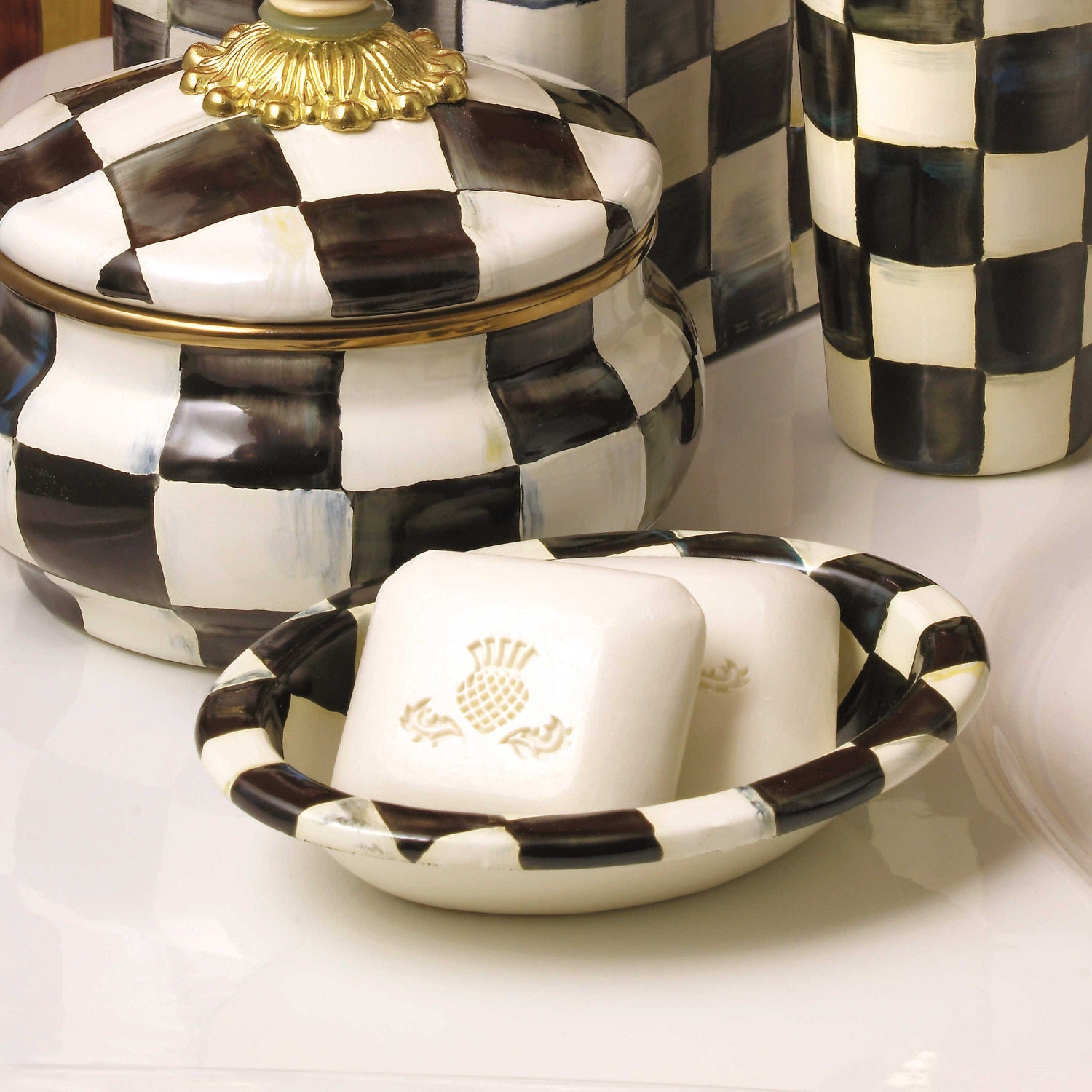 Courtly Check Soap Dish by Mackenzie-Childs - |VESIMI Design|