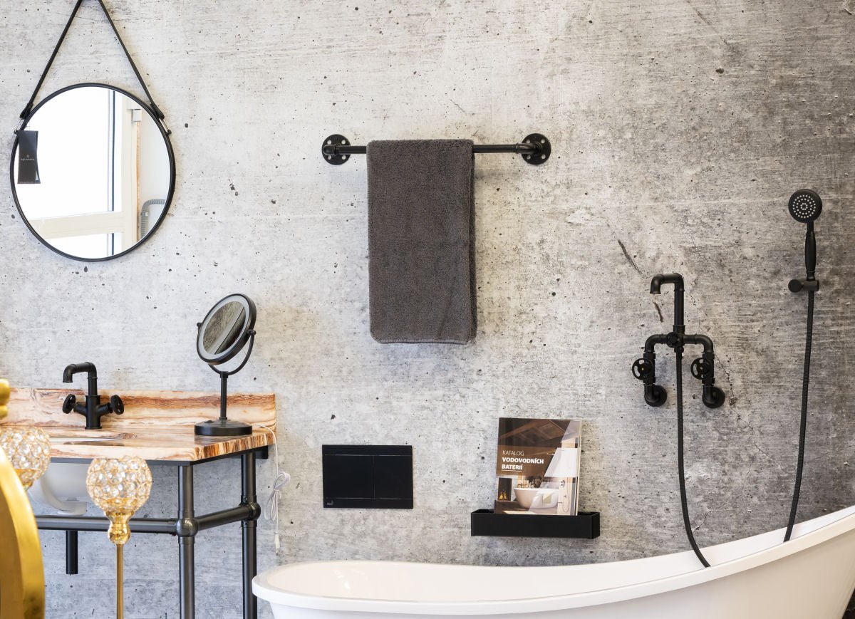 CYRA Black Bathroom Accessories Wall Mounted Organiser VESIMI Design cyra-black-bathroom-accessories-wall-mounted-organiser-vesimi-design