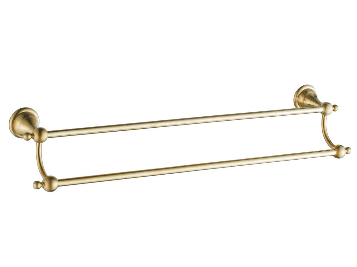 Deira Champagne Gold Bathroom Accessories Double Towel Holder - |VESIMI Design| Luxury and Rustic bathrooms online