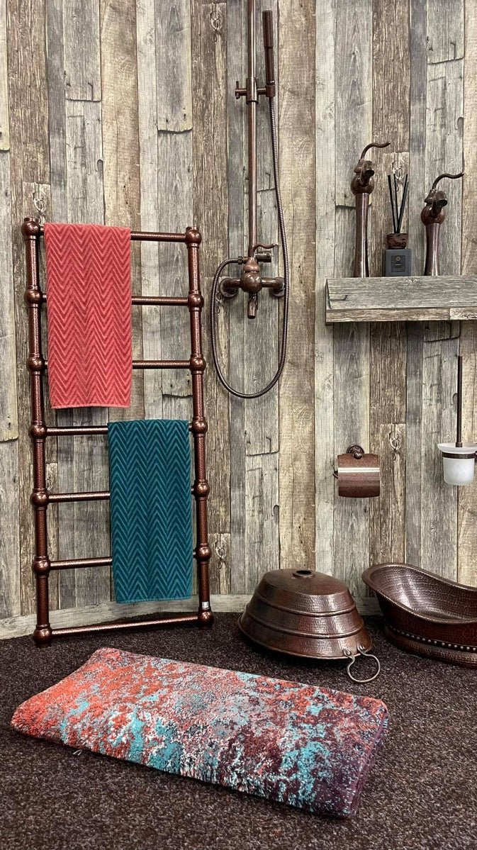 Design Bathroom Towel Radiator RETRO Antique Copper - |VESIMI Design| Luxury and Rustic bathrooms online