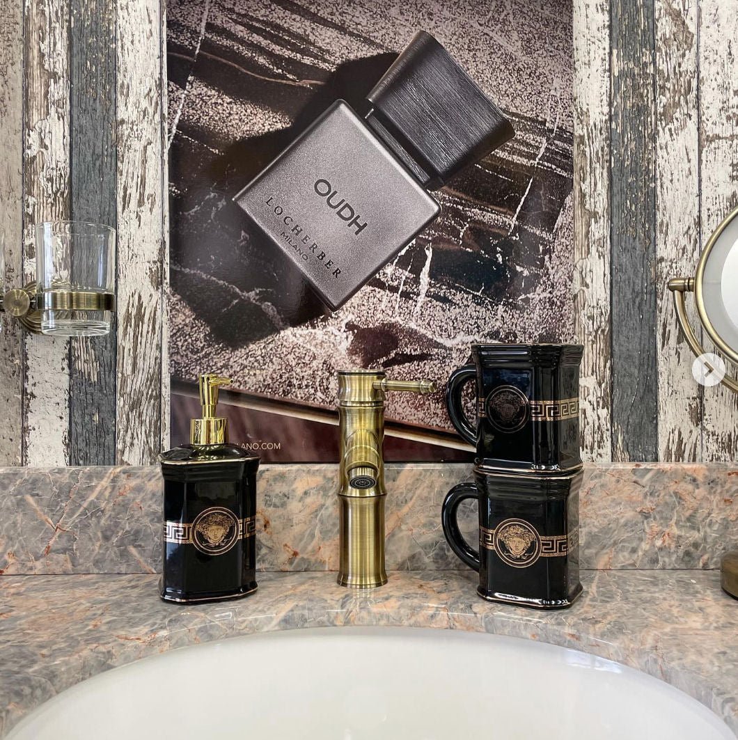 Design Bathroom Towel Ring Holder in Bamboo Design and Bronze Finish - |VESIMI Design| Luxury and Rustic bathrooms online
