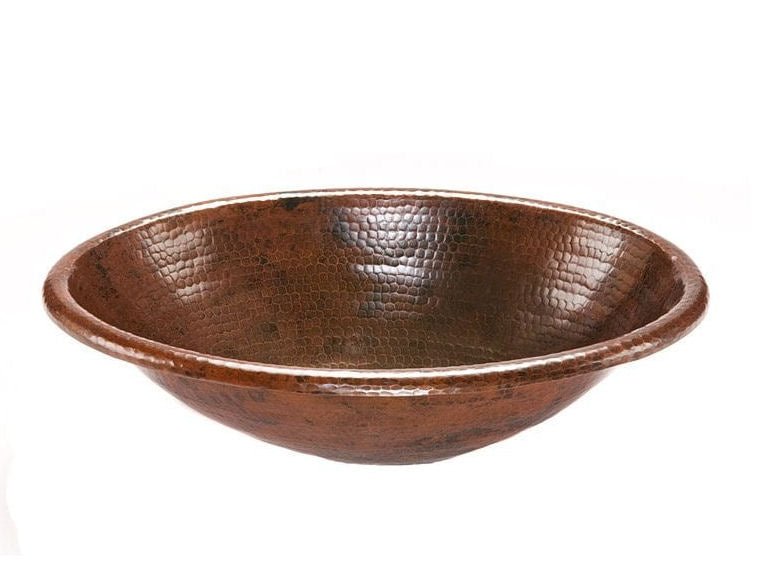 Drop in Oval Bathroom Hand Hammered Copper Sink - |VESIMI Design| Luxury and Rustic bathrooms online