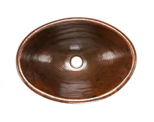 Drop in Oval Bathroom Hand Hammered Copper Sink - |VESIMI Design| Luxury and Rustic bathrooms online