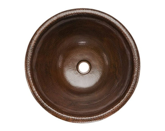 Drop in Round Bathroom Hand Hammered Copper Sink - |VESIMI Design| Luxury and Rustic bathrooms online