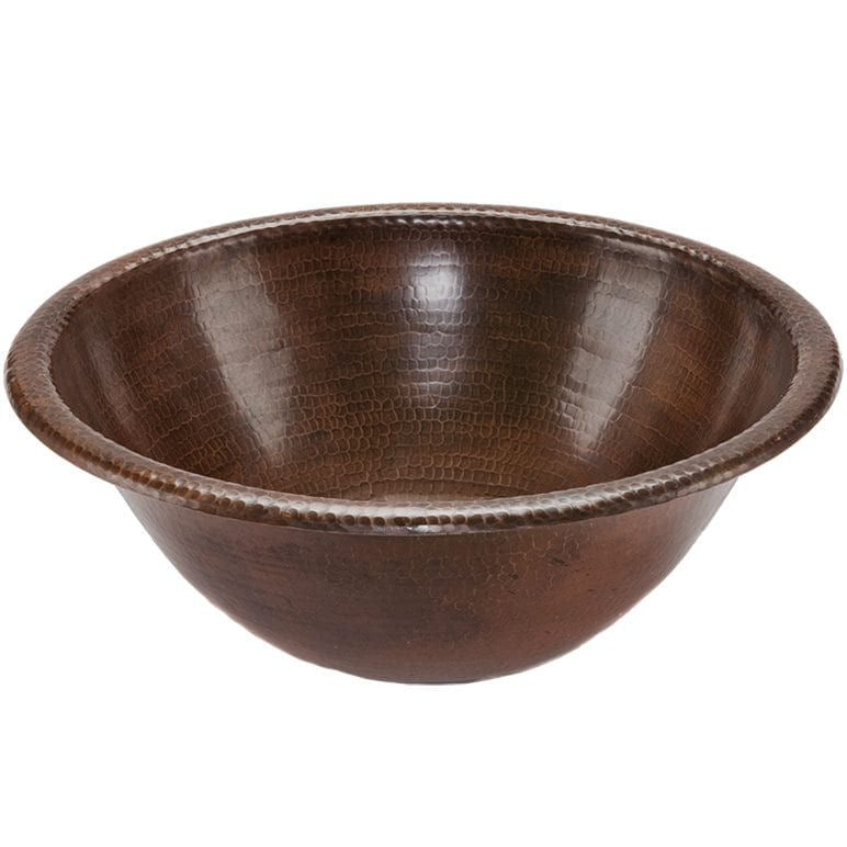 Drop in Round Bathroom Hand Hammered Copper Sink - |VESIMI Design| Luxury and Rustic bathrooms online