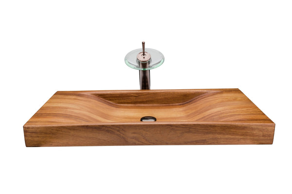 Elegant Design Wooden Basin with Waterfall® ORB Faucet