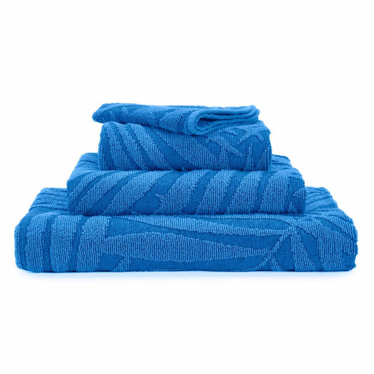 FIDJI Blue Egyptian Cotton Palm Leaf Towels / 383 Zanzibar - |VESIMI Design| Luxury and Rustic bathrooms online